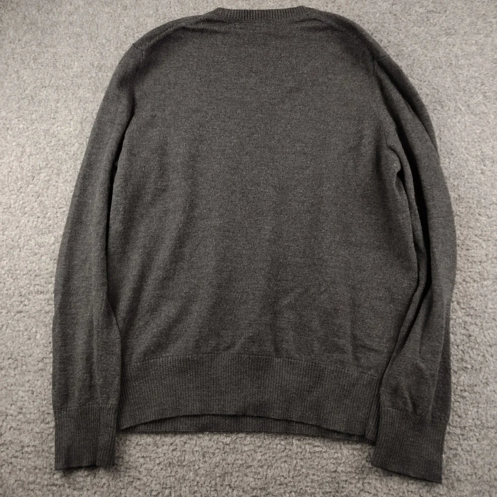Banana Republic Wool Sweater Mens Large SLim Extra Fine Merino Gray V-Neck EUC